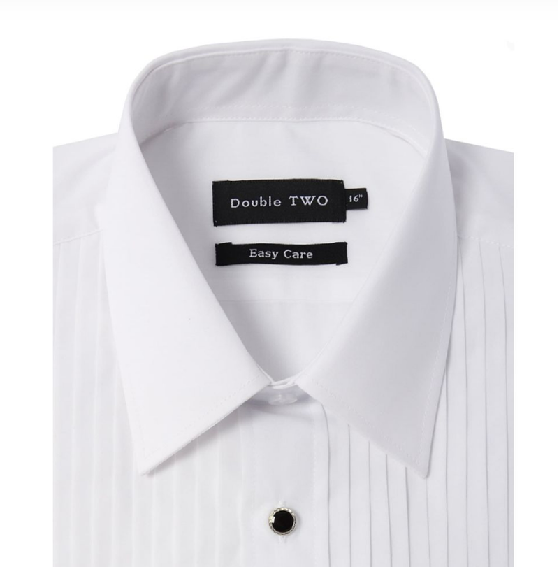 D2 Dress Shirt Stitch Pleat White SLS5002-1